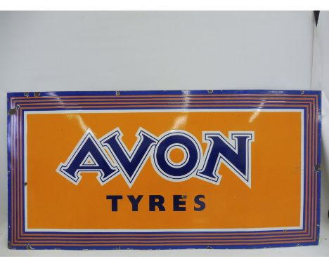 An Avon Tyres rectangular enamel sign with good gloss, 60 x 30". 