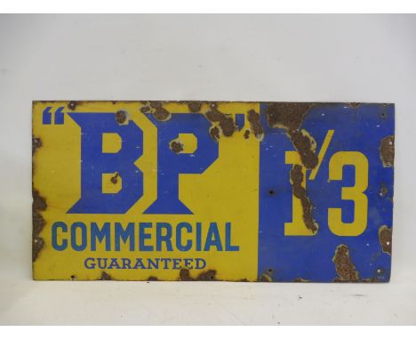 A BP Commercial Guaranteed rectangular enamel sign, 36 x 18". 