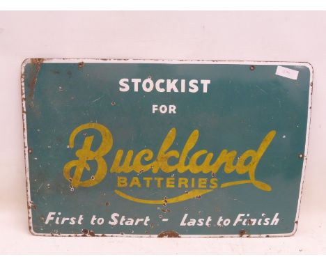 A Buckland Batteries rectangular enamel sign, 28 1/2 x 18 1/2".