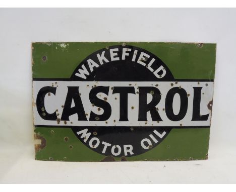 A Wakefield Castrol Motor Oil rectangular enamel sign, 30 x 20".