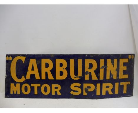 A Carburine Motor Spirit rectangular enamel sign by Bruton of Palmers Green, 54 x 18".