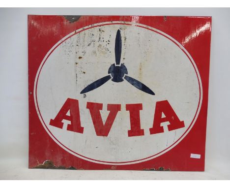 A rectangular double sided enamel sign advertising Avia with image of a three bladed propellor to the centre, 39 x 33 1/2".