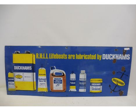 A Duckhams RNLI Lifeboats pictorial rectangular enamel sign, 54 x 22". 
