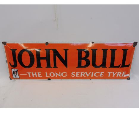 A John Bull - The Long Service Tyre convex rectangular enamel sign with excellent gloss, 48 x 60". 