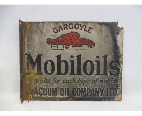 A Mobiloils double sided enamel sign with hanging flange, with unusual wording: A Grade for Each Type of Motor, 20 x 16". 