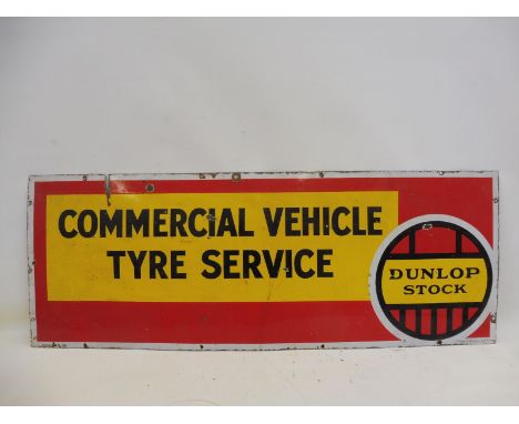 A Dunlop Stock Commercial Vehicle Tyre Service rectangular enamel sign by Wildman and Meguyer dated 1935, 48 x 18".