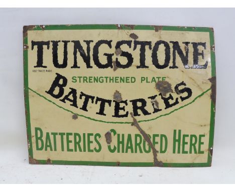 A Tungstone Batteries rectangular enamel sign, 24 x 18". 