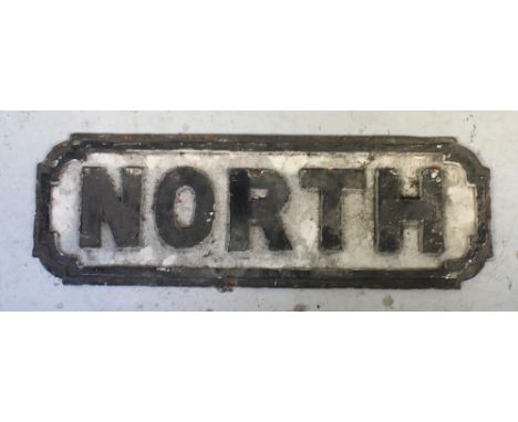 A cast iron vintage street sign 'North', 18 x 52.5cm.