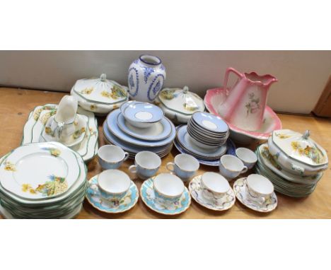 A large quantity of ceramics to include an Oriental-style Franklin Mint plate on wooden stand, Royal Doulton dinner ware, Roy