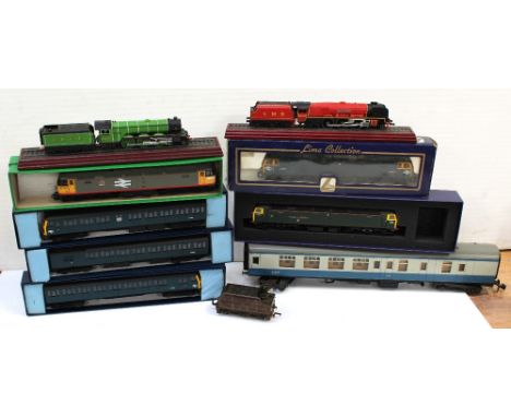 A group of model railway to include two boxed Lima Diesel locomotives in BR liveries, two similar boxed Britannia Pacific mod