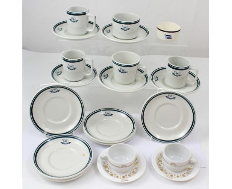 A collection of Manchester Line mid-to-late 20th century shipping ceramics to include a Doulton cup and saucers, matching mil