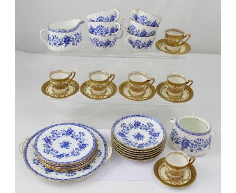 A set of six Royal Worcester coffee cups and saucers, each with puce Worcester marks to base, dated 1931, Belle Époque style 