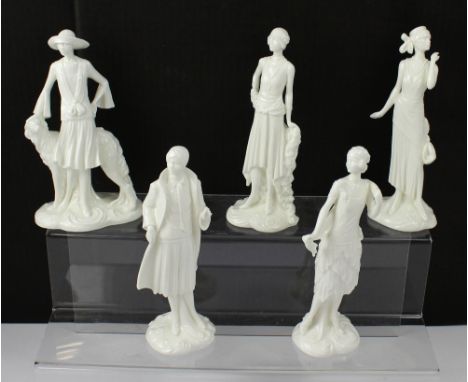 Five Royal Worcester figures from the '1920s Vogue Collection'; 'Evie 1923', 'Bea 1922', 'Clara 1925', 'Daisy 1922' and 'Mill
