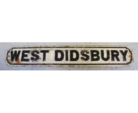 A cast iron vintage street sign 'West Didsbury', 18 x 107.5cm.