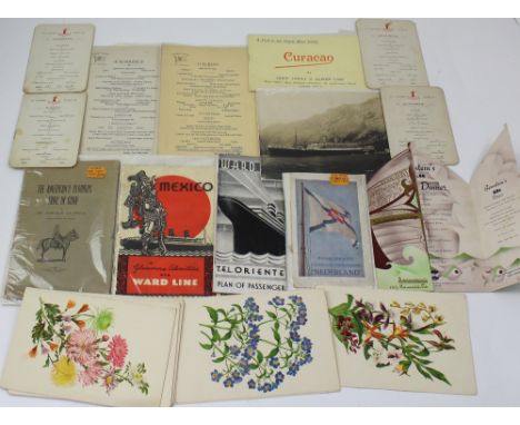 A collection of early-to-mid 20th century maritime ephemera relating to cruise ships to include a collection of 1930s Ward Li