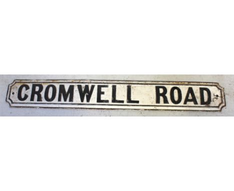 A cast iron vintage street sign 'Cromwell Road', 16 x 117.5cm.