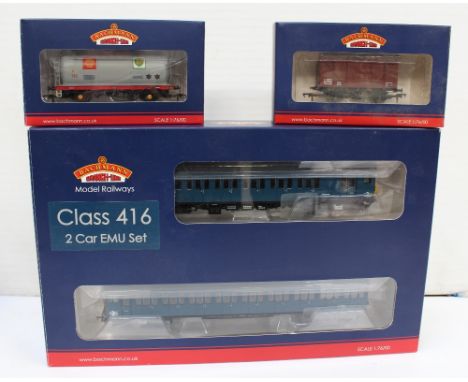 A boxed Bachmann Branch-Line locomotive 31-375 Class 416 two car EMU set, also 37-577A TTA tank wagon shell BP grey, and 38-1