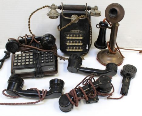 A quantity of vintage telephones to include American Western Electric Company example, stamped to reverse 'Property of The Am