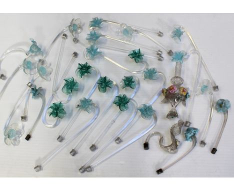 A collection of epergne branches in blues and aquamarines.