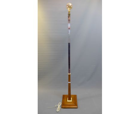 An Art Deco chrome and oak standard lamp