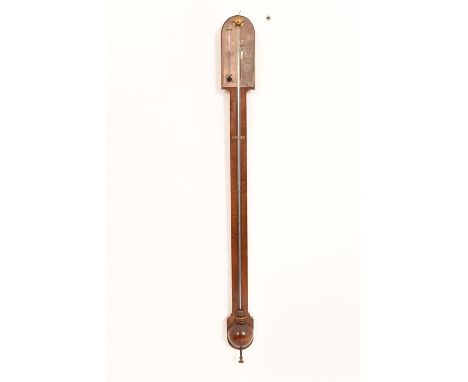 A Georgian mahogany stick Barometer, H.90cm x W.9cm