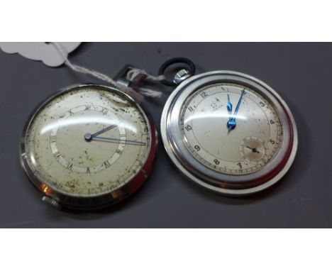 An Omega white metal pocket watch together with a Zenith white metal pocket watch