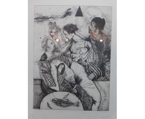 Miguel Conde (Mexican, b.1939), a figural study, etching, signed in pencil lower right, numbered 28/30, gallery stamp to vers