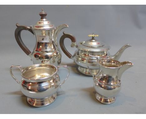 A silver plated four piece Garrard & Co tea service, to include pots, sugar pot and milk jug