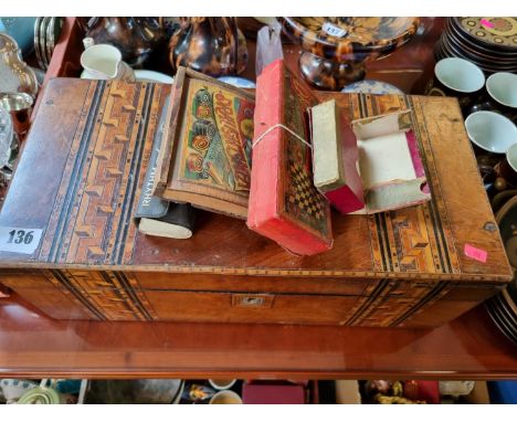 Large Inlaid Writing slope and assorted Vintage Games 