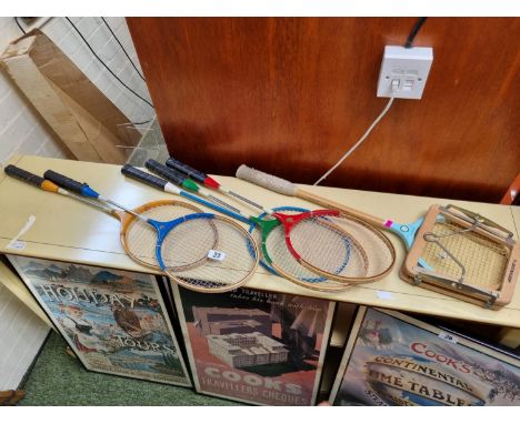Collection of assorted Vintage Badminton Rackets inc. Grays, Carlton etc 