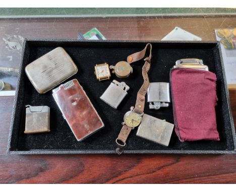 Collection of Vintage Lighters and a Panto Wristwatch 