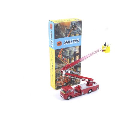 A Corgi diecast Simon Snorkel Fire Engine. No. 1127, red body with chrome trim and yellow basket, in original box.