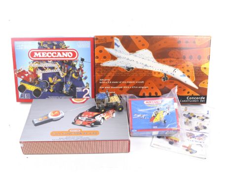 A collection of five assorted modern Meccano boxed sets. Including No. 2 model no. 030302; RC Car model no. 866950; Concorde 