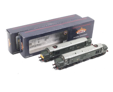 Two Bachmann class 37 OO gauge diesel locomotives. Both BR green liveries, nos. D6826 and D6707, both DCC ready, in original 