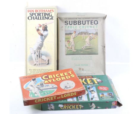 A group of cricket tabletop games. Comprising Ian Bothams Sporting Challenge signed with eight signatures  including Mike Gat