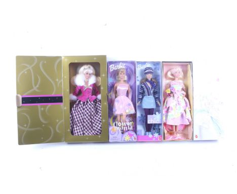 A collection of four modern Barbie dolls. Comprising one Barbie Chic, one Barbie Flower Mania, one Spring Petals Barbie and o