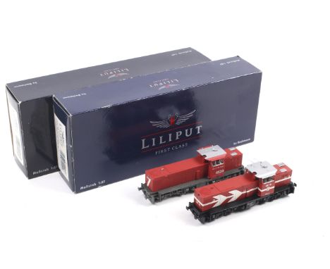 Two Liliput by Bachmann OO gauge diesel locomotives. Comprising one HGK no. DE75 and one NS cargo no. 6520, both in original 