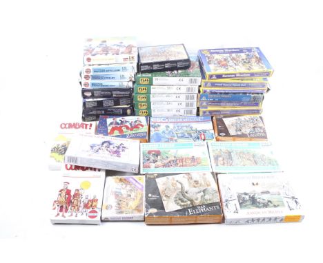 A collection of model soldiers. Featuring a range of eras from ancient Rome to Napoleonics, all boxed. 
