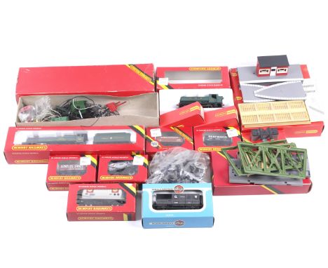 A collection of Hornby OO gauge locomotives and wagons etc. Comprising one GWR 4-6-0 Albert Hall 4983 steam locomotive and te