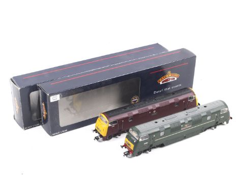 Two Bachmann Class 42 OO gauge diesel locomotives. Both BR Warship engines nos. D806 and D800, in the original boxes.  