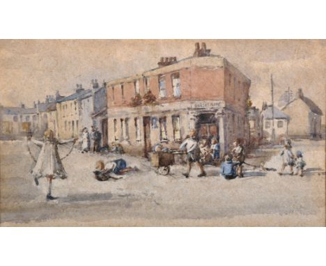 20th Century English School. 'Dorset Home', Children Playing in the Street, Watercolour, 10" x 17".