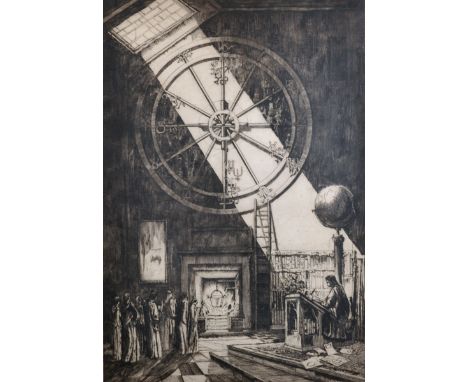 Joseph Webb (1908-1962) British. "An Astrologer Teaching", Etching, 21.75" x 15". Provenance; Bernheim Galleries 1906 - The A