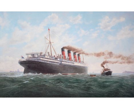E... D... Walker (20th - 21st Century) British. "R.M.S. Mauretania", Lithograph, Signed and numbered 524/850 in Pencil, Unfra