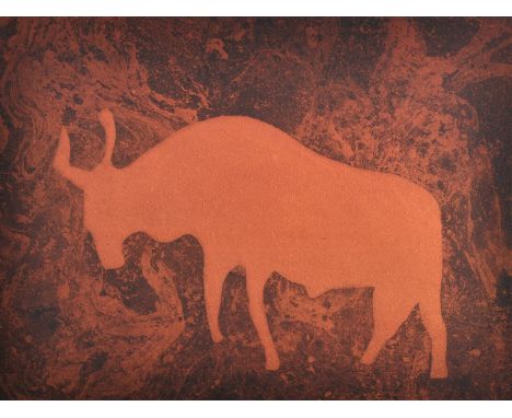 Terence Millington & Peter Carr (20th Century) British. "Buffalo 4000BC", Coloured Etching, Signed by Both Artist's, and Insc