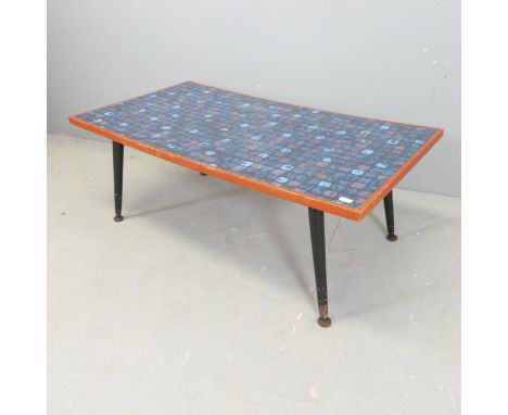 A mid-century design coffee table, with painted top and dansette legs. 92x35x49cm. 
