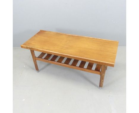 A mid-century teak Scandinavian style two-tier coffee table. 112x49x46cm. 