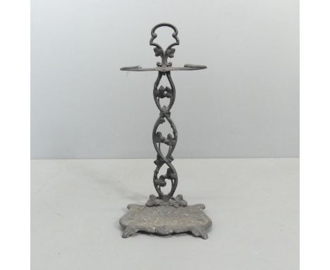A Vintage painted cast-iron stick stand, with foliate decoration, 63cm 