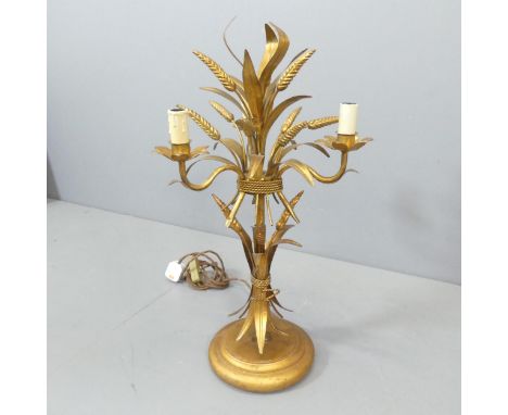 HANS KOGL - A 1970s gilt-painted wheatsheaf design table lamp. Height overall 62cm. 