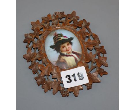 A Black Forest framed porcelain portrait miniature