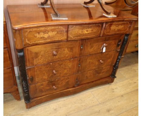 A 19th century Spanish inlaid walnut commode W.115cm.
